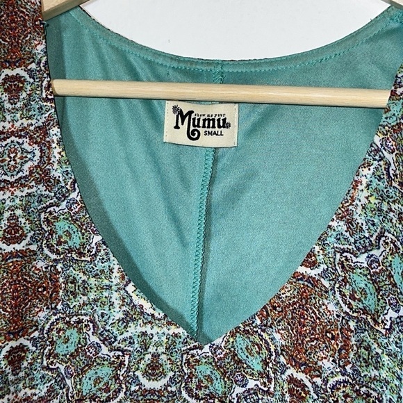 Show Me Your Mumu Kylie A-line Teal Mini Dress Kaleidoscope Flutter Sleeve Sz.S - Picture 5 of 8